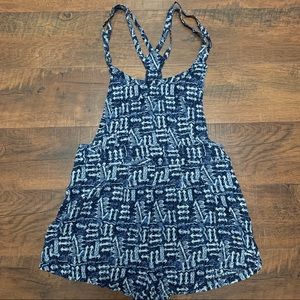 navy blue aztec print romper